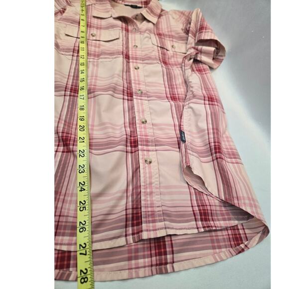Eddie Bauer Hikiing Outdoors Pink Plaid Button Down Shirt womens Large - Picture 7 of 9